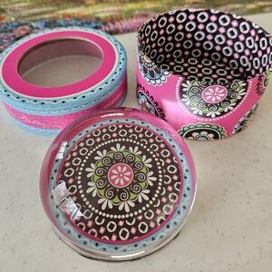 Vera Bradley Pink and Blue Patterned Paper Weight